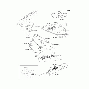 Decals(Green/Black)(ZX900-F1)