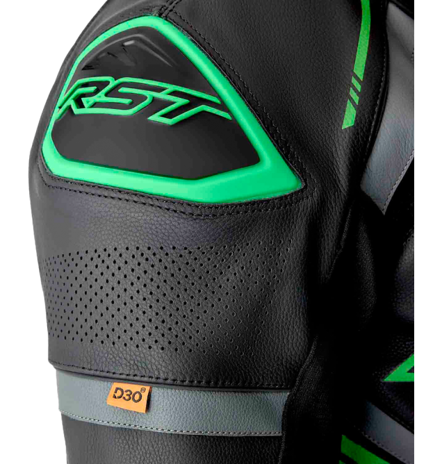 S1 D3O SUIT BLK/GRY/FLO GRN LEATHER 2X
