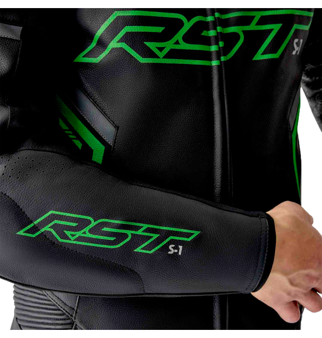 S1 D3O SUIT BLK/GRY/FLO GRN LEATHER 2X