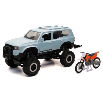 1:18 SCALE TRUCK/RACE BIKE LAND CRUISER/ORANGE RACE BIKE