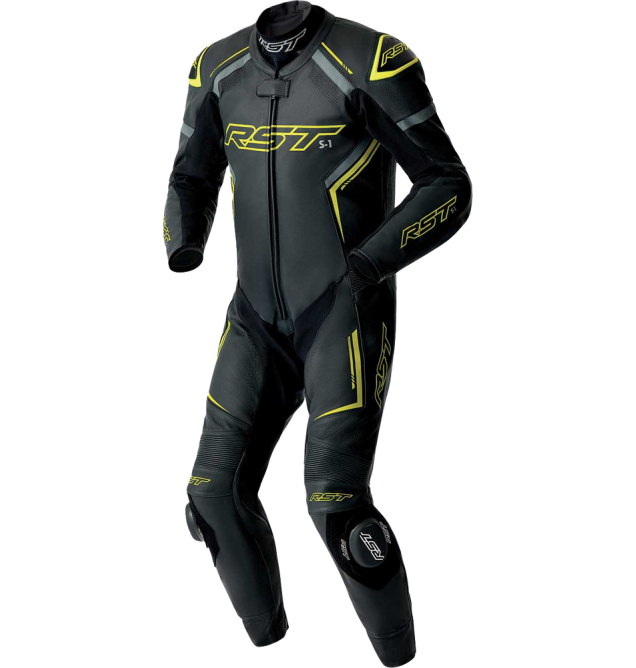 S1 D3O SUIT BLK/GRY/FLO YEL LEATHER LG
