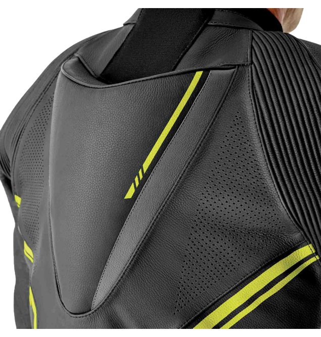 S1 D3O SUIT BLK/GRY/FLO YEL LEATHER LG