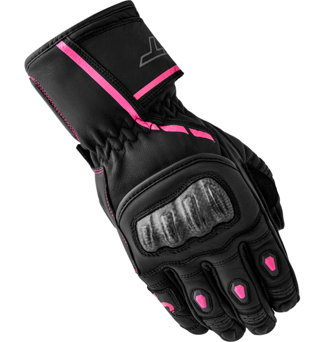 S1 D3O LADIES GLOVE BLACK/PINK LEATHER LG
