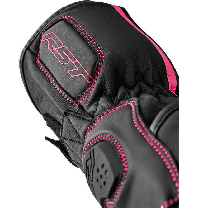 S1 D3O LADIES GLOVE BLACK/PINK LEATHER LG