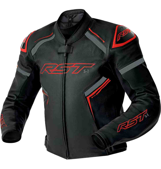 S1 D3O LEATHER JACKET BLK/GRY/RED XL