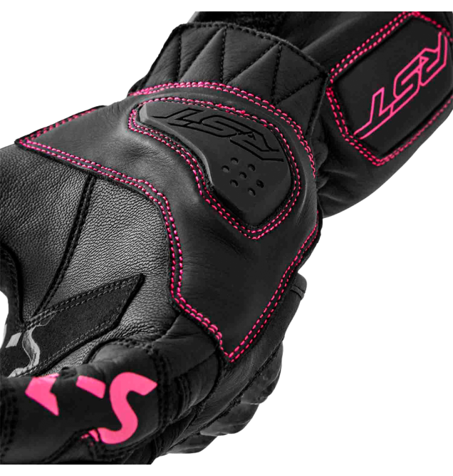 S1 D3O LADIES GLOVE BLACK/PINK LEATHER LG
