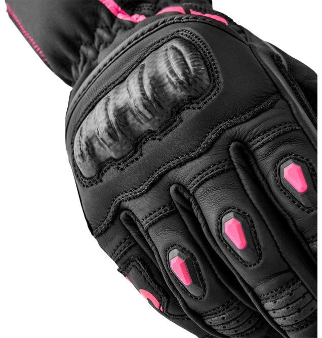 S1 D3O LADIES GLOVE BLACK/PINK LEATHER LG