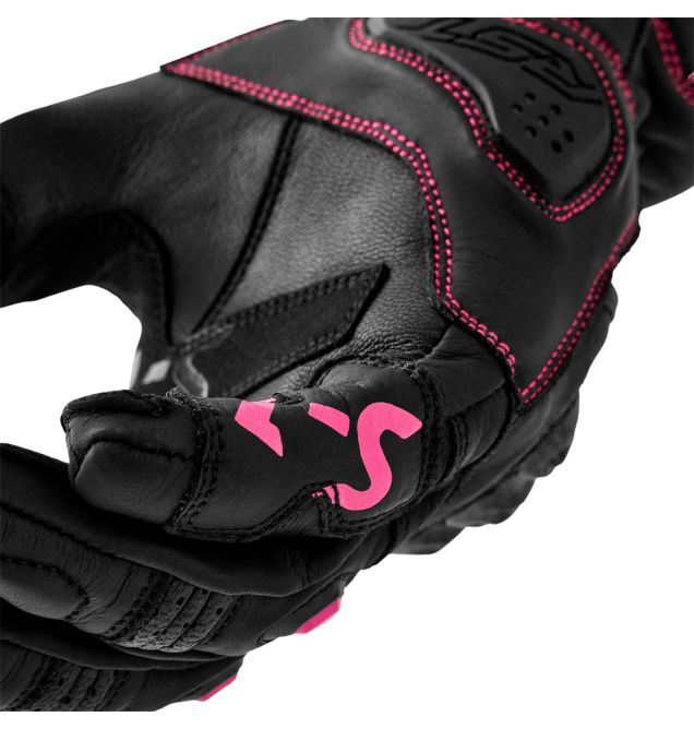 S1 D3O LADIES GLOVE BLACK/PINK LEATHER LG