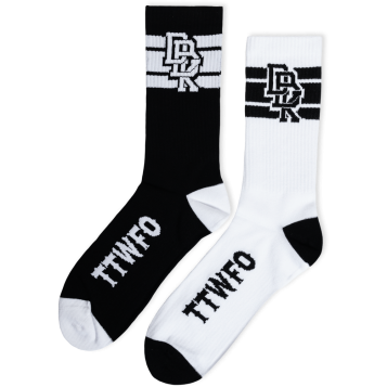 STACKED SOCKS 2 PACK BLACK AND WHITE