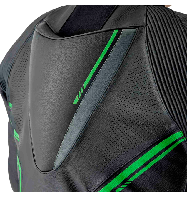 S1 D3O SUIT BLK/GRY/FLO GRN LEATHER 2X