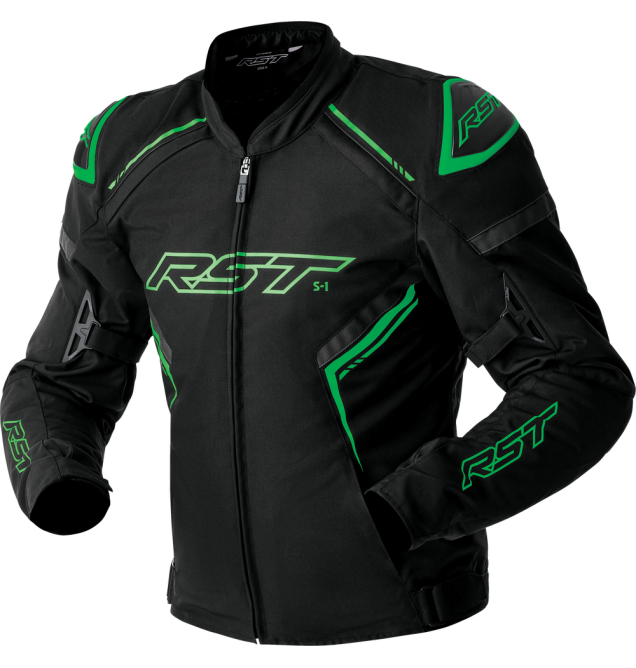 S1 D3O TEXTILE JACKET BLACK/GREY/FLO GRN 2X