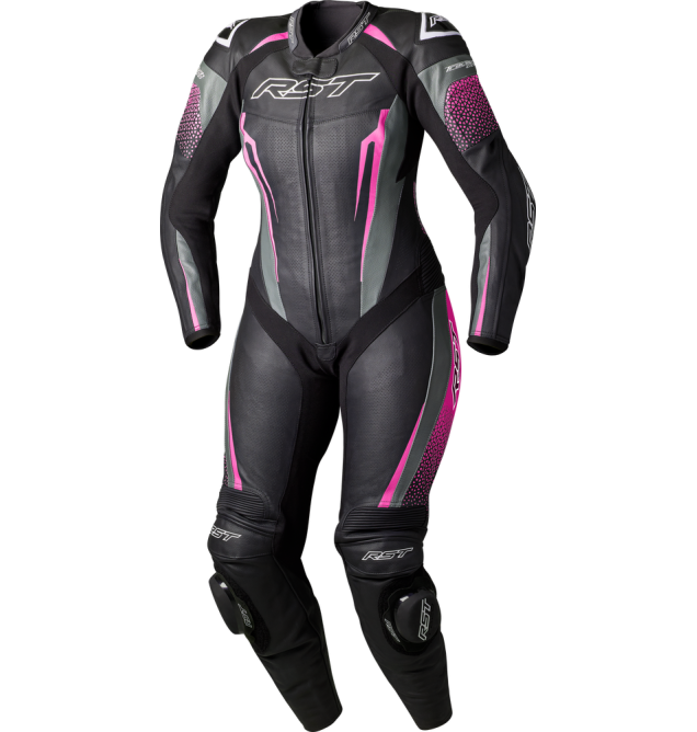 TRACTECH EVO D3O LADIES SUIT BLACK/PINK LEATHER MD