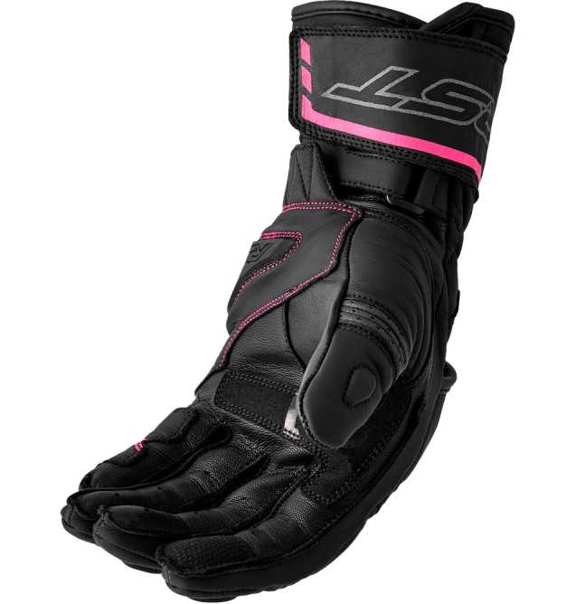 S1 D3O LADIES GLOVE BLACK/PINK LEATHER LG