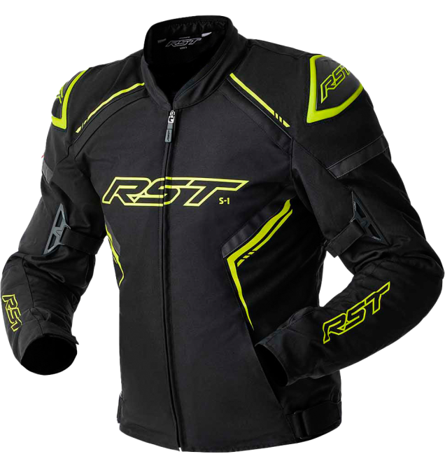 S1 D3O TEXTILE JACKET BLACK/GREY/FLO YEL XL
