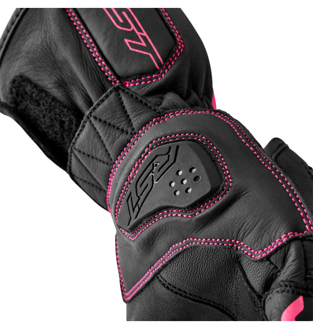 S1 D3O LADIES GLOVE BLACK/PINK LEATHER LG
