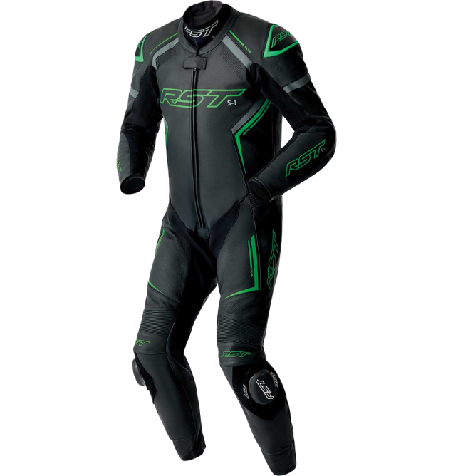 S1 D3O SUIT BLK/GRY/FLO GRN LEATHER 2X