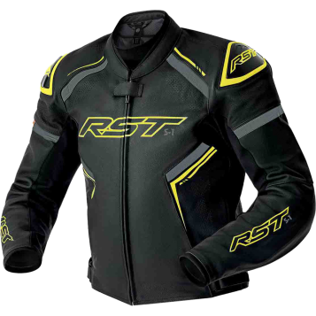 S1 D3O LEATHER JACKET BLK/GRY/FLO YEL 2X