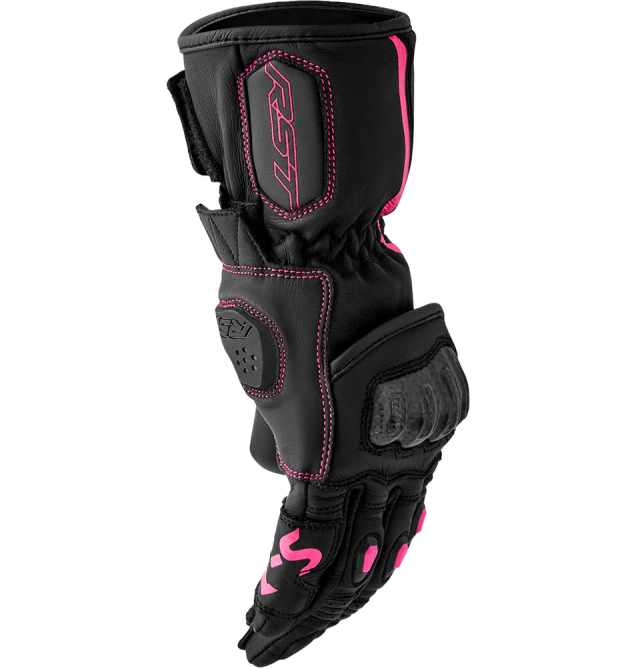 S1 D3O LADIES GLOVE BLACK/PINK LEATHER LG