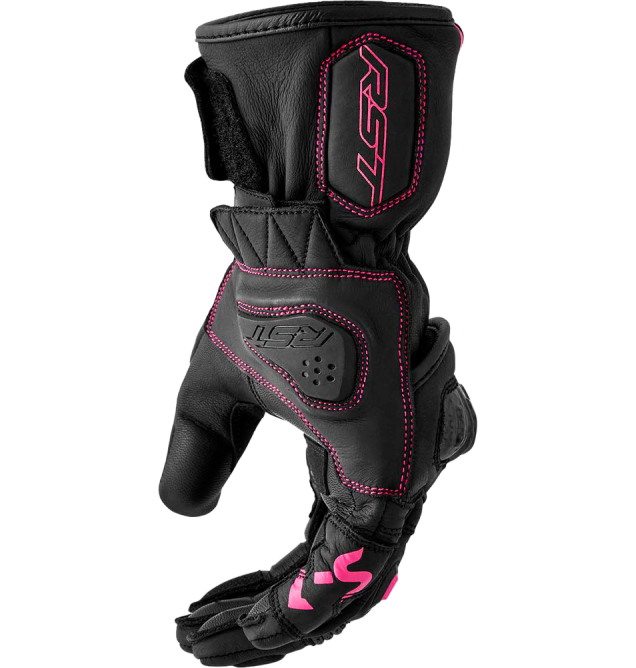 S1 D3O LADIES GLOVE BLACK/PINK LEATHER LG