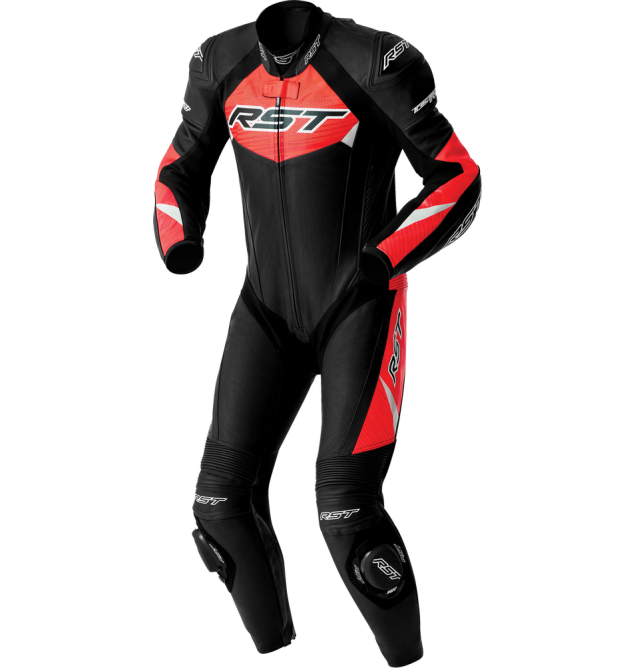 TRACTECH EVO D3O SUIT BLK/FLO RED LEATHER XL