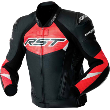 TRACTECH EVO 5 D3O JACKET BLK/FLO RED LEATHER MD