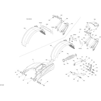 08- Suspension, Rear - STD - Swing Arm - Shock - Fender
