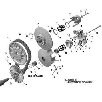01 ROTAX - Transmission - CVT Pulleys - 600 ACE