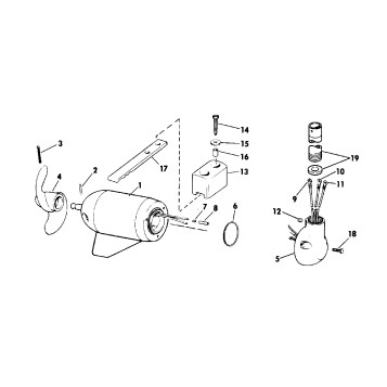 MOTOR AND ADAPTER GROUP 12 VOLT BOW MOUNT