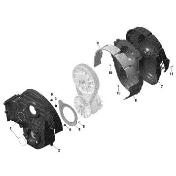 01 ROTAX - Transmission - CVT Cover - 600 ACE